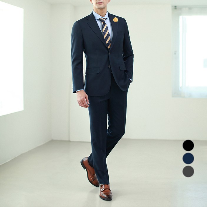 맨잇슈트 남성용 프리미엄 솔리드 슬림핏 정장 재킷  팬츠 세트