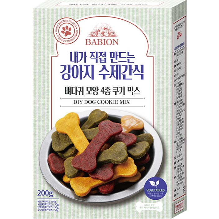 바비온 강아지 뼈다귀 모양 4종 쿠키믹스 수제간식, 혼합맛, 200g, 1개