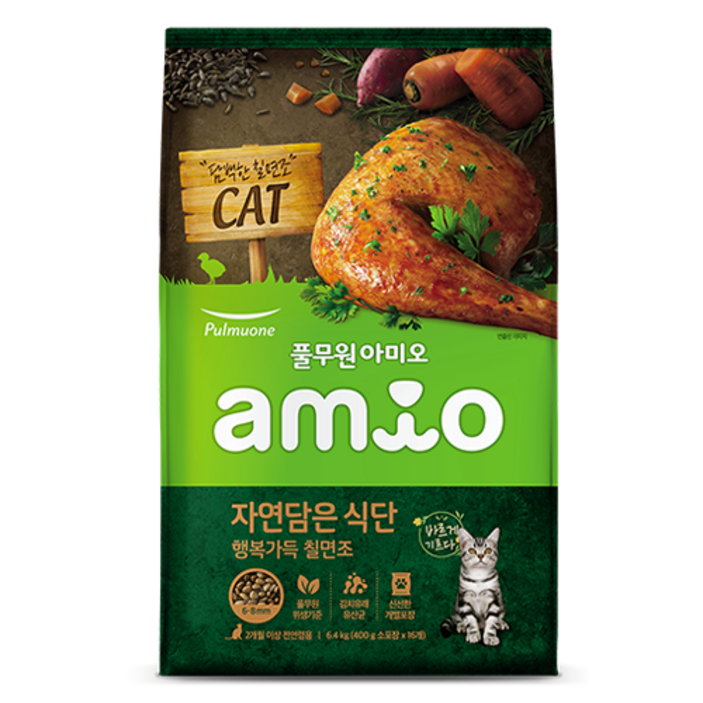 풀무원아미오 고양이 전연령용 사료 자연담은 식단,, 칠면조, 6.4kg, 1개