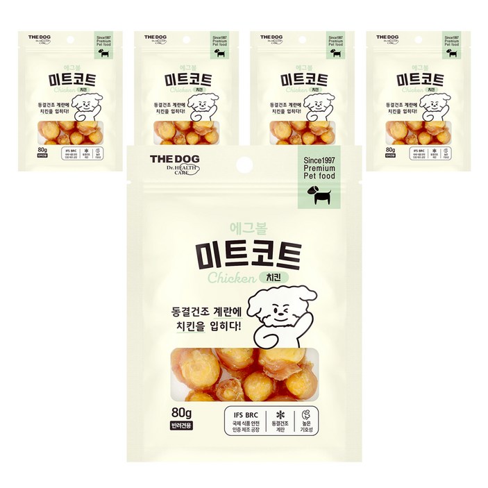 더독 강아지 미트코트 에그볼 간식, 치킨, 80g, 5개 더독 강아지 미트코트 에그볼 간식, 치킨, 80g, 5개