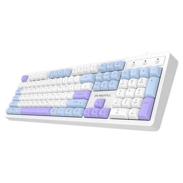 맥스틸 멤브레인 3컬러 키캡 RGB USB 유선 일반형 키보드, BLUE + White, GM-KM1U, 제조사축