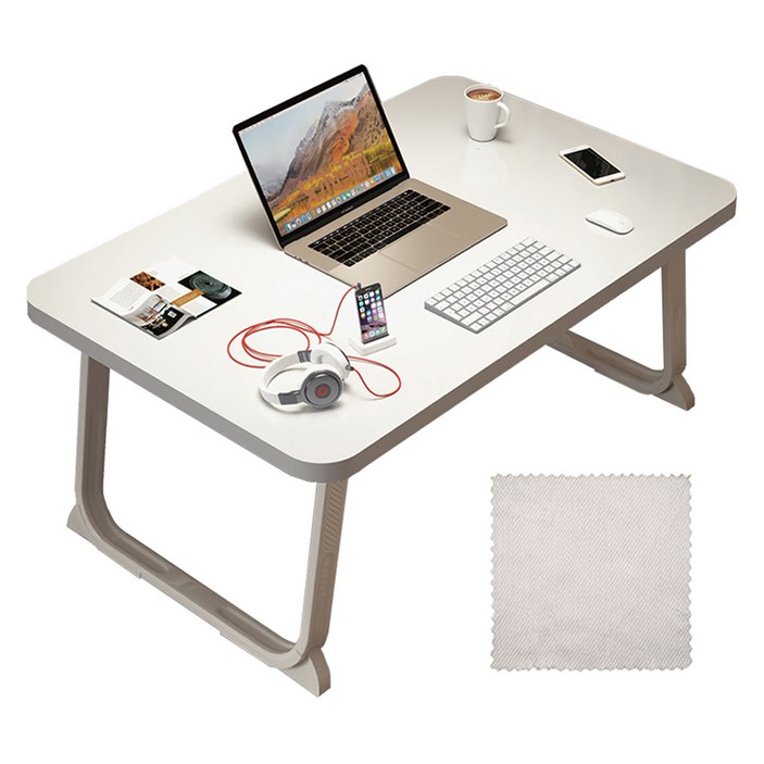 엠디유마켓 프리미엄 다용도 원터치 접이식 베드 테이블 + 모니터 전용 타월 세트