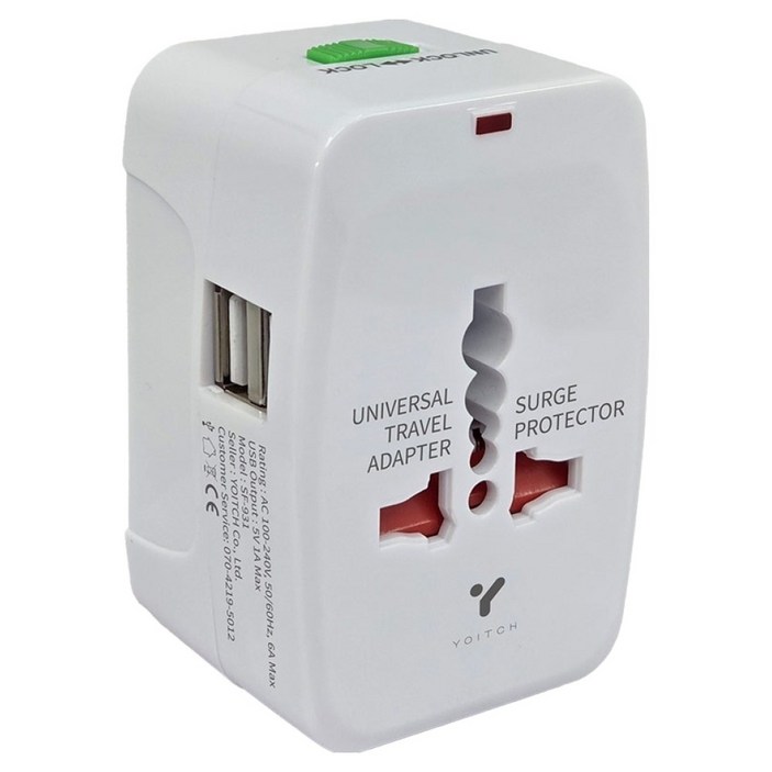요이치 유니티J 해외용 2포트 USB 멀티 어댑터 화이트, 파우치