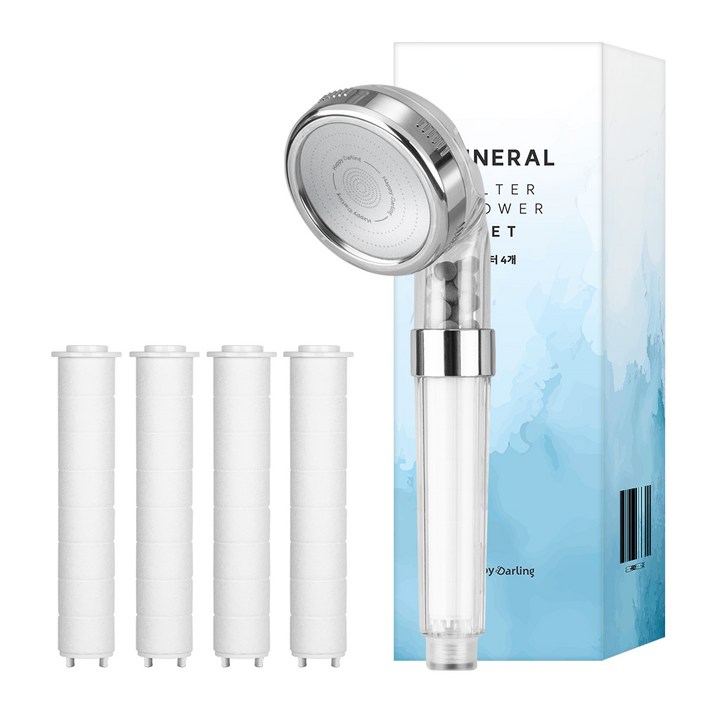 해피달링 미네랄 4단 필터 샤워기헤드  필터4p 세트