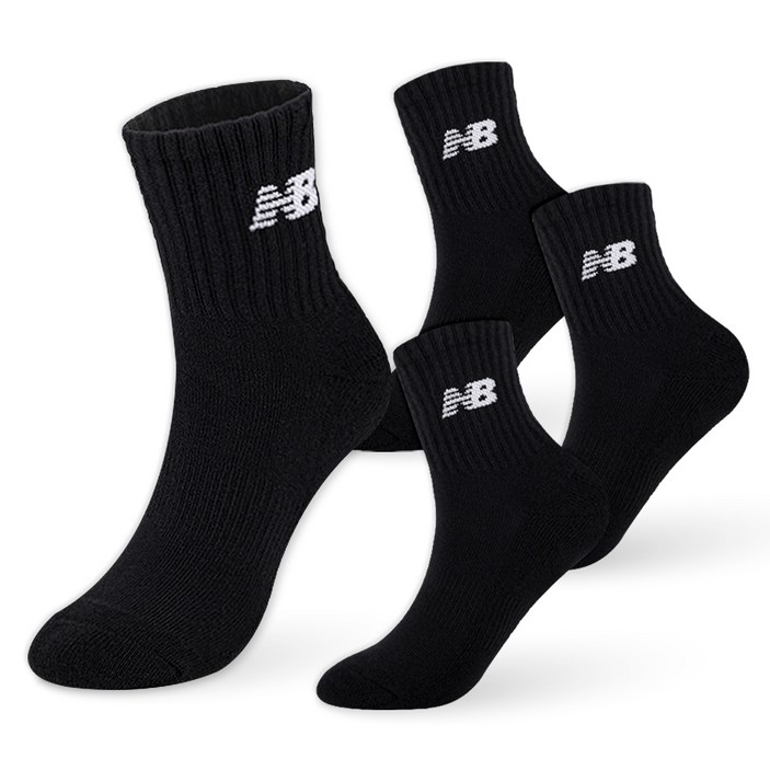 뉴발란스 스탠다드 쿠션 중목 양말 4팩 세트 NBCSDMDS