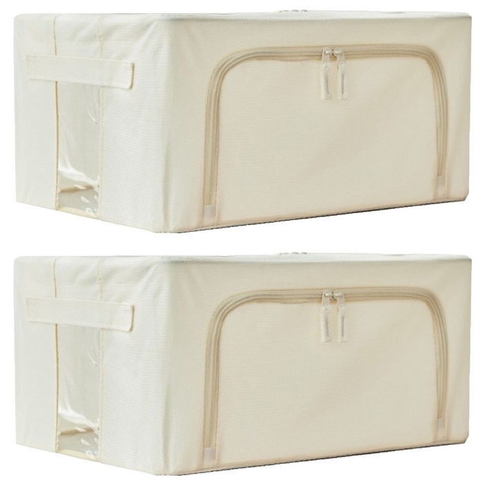 리브맘 홈 대용량 프리미엄 모던 리빙박스 24L, 아이보리, 2개