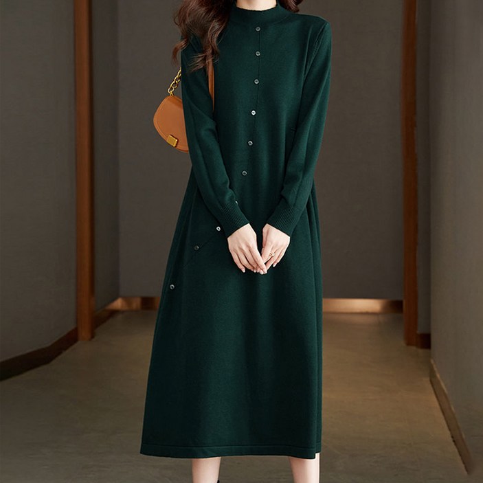 아뗄릭 리리오 빅사이즈 버튼 니트 롱 원피스 11142