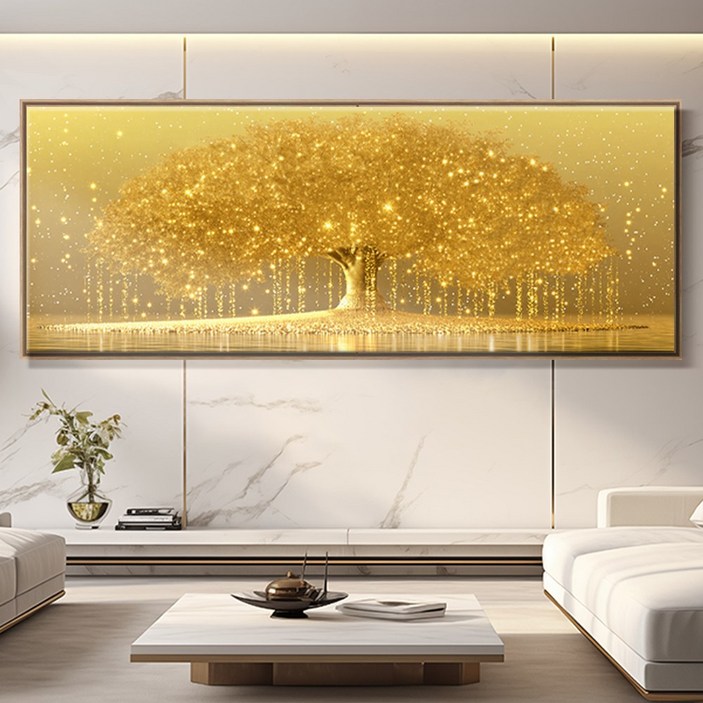 [인메이블] 돈들어오는 돈나무 3종 그림 황금 별나무 와이드 캔버스 액자 거실 인테리어 풍수 인테리어, 캔버스 액자
