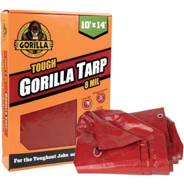 고릴라 10피트 x 14피트 터프 타프 97033 튼튼한 방수 기능과 다용도 야외 보호 기능. 강화 가장자리 밑단 및 내구성이 뛰어난 소재. 캠핑 정원 가꾸기 등에 이상적입니다