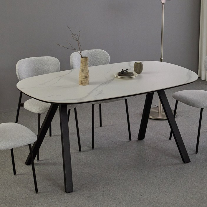 포블리스 AERIN 세라믹 포세린 식탁, 블랙, 4인용