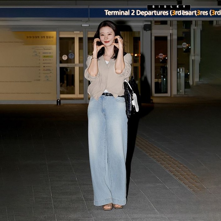 시슬리 이주빈 착용 워싱 디테일 와이드 데님 팬츠 SADPA1611