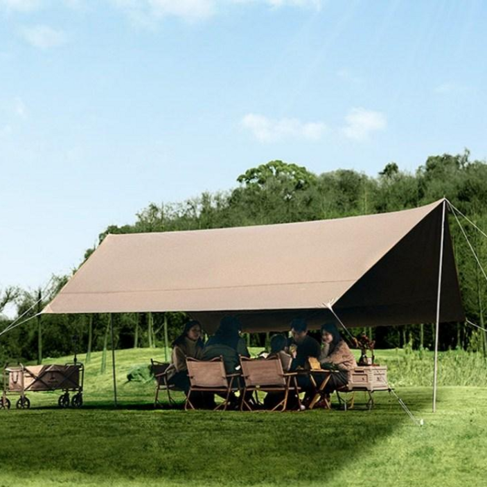 MAILE 210D 옥스포드 블랙 실버 코팅 방수 대형 렉타 타프, 베이지