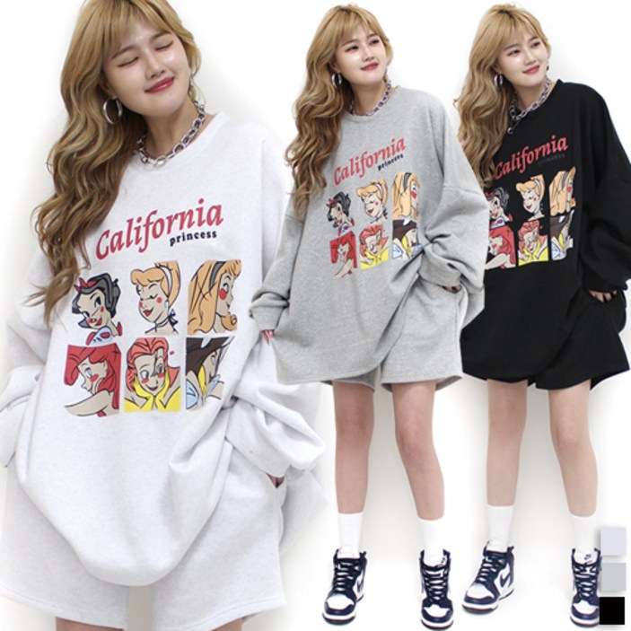 통통마녀 ]  프린세스 박스 맨투맨 3컬러  / 남여공용   / 120 kg까지 착용 / 오버사이즈  [ 기모 포함 판매 ]