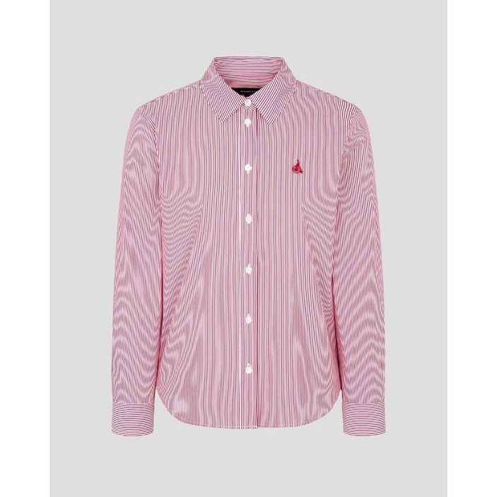 매장정품 빈폴 여성 Essential 코튼 면 혼방 스트라이프 슬림핏 셔츠 레드 (BF5164E046)