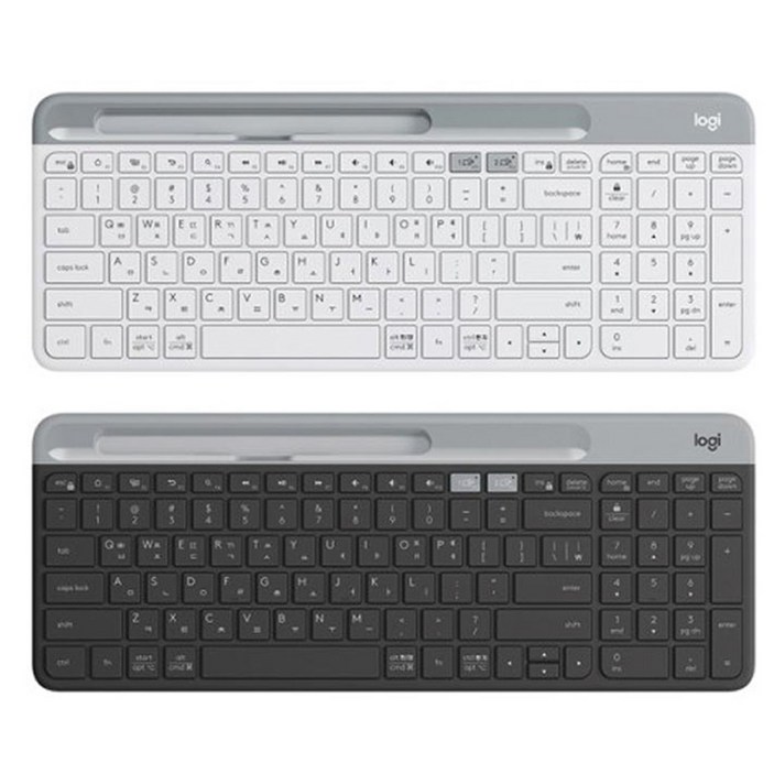 로지텍코리아 [정품] K580 무선 블루투스 키보드 2가지 색상 한글각인 자판 + 스마트폰 거치대 증정, 퓨어 화이트+스마트폰 거치대