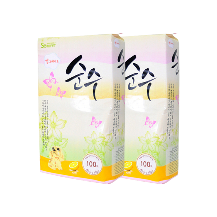 순수 애견 배변패드 레몬향 100매, 2개