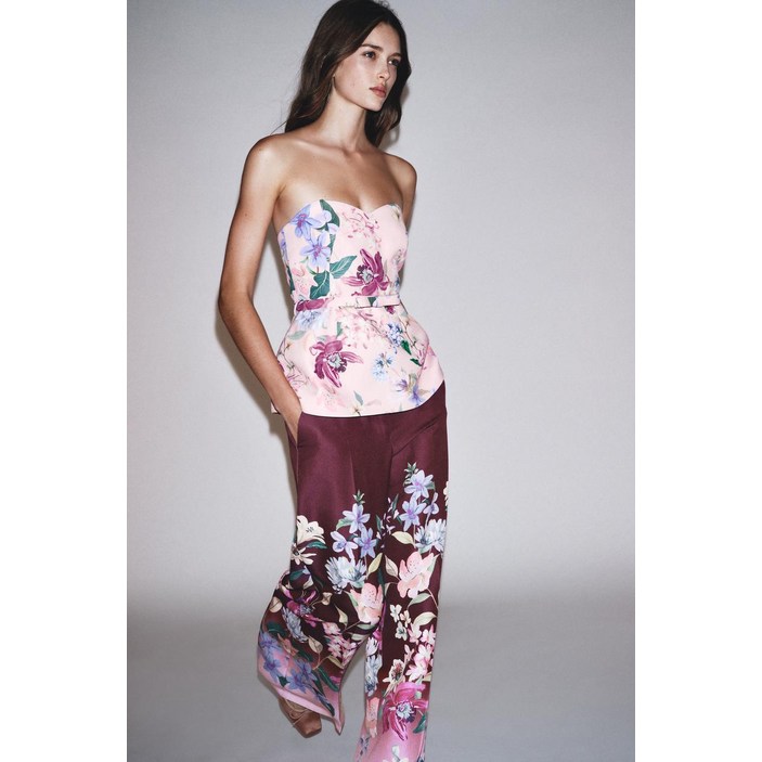 [ZARA] 자라 플로랄 프린트 뷔스티에 탑 상의 벨트 - 멀티컬러 2976192