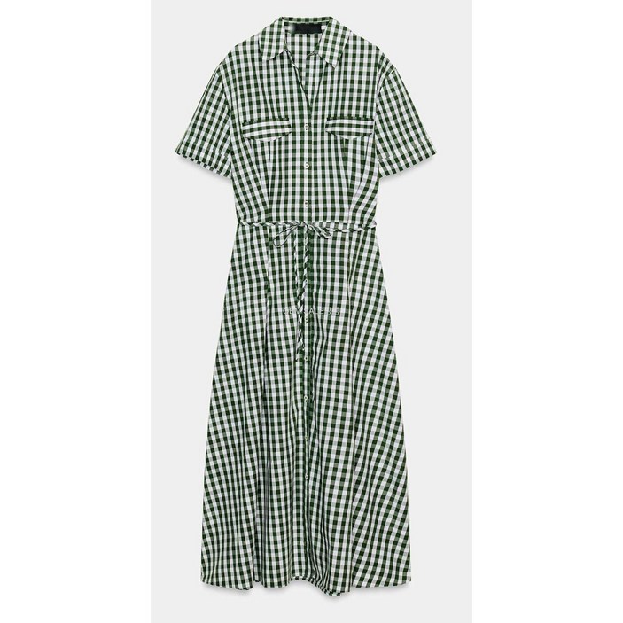 자라 ZW 컬렉션 깅엄 체크 셔츠 원피스 2507041