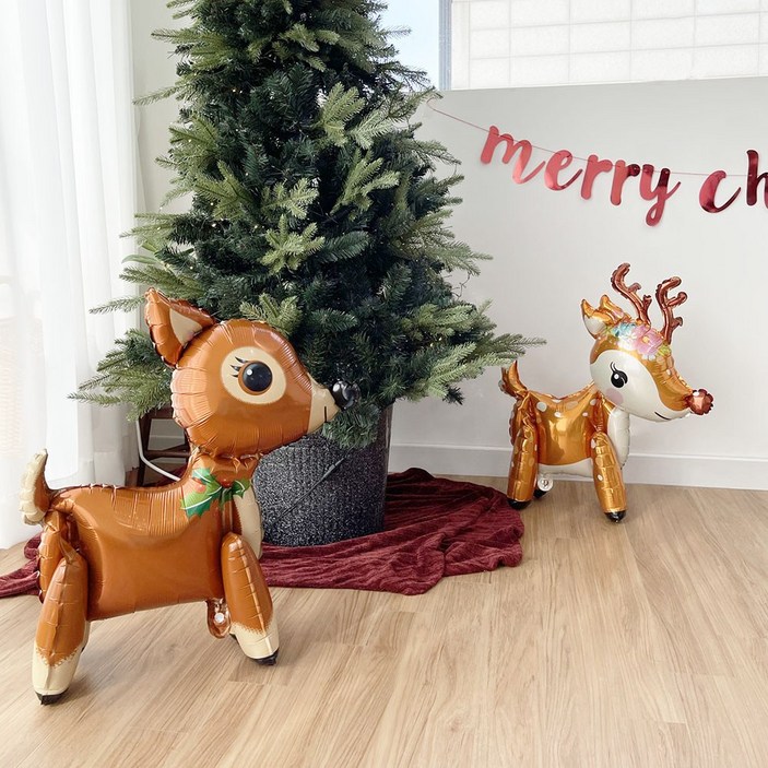 크리스마스 3D 루돌프 풍선 은박 스탠딩 파티장식, 아기사슴