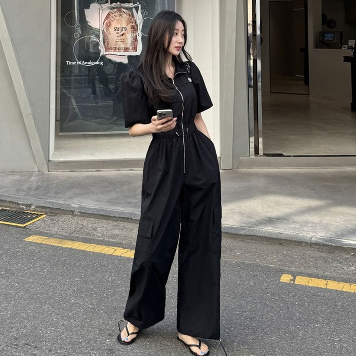 떳다그녀 브룬힐 카고 퍼프 점프수트