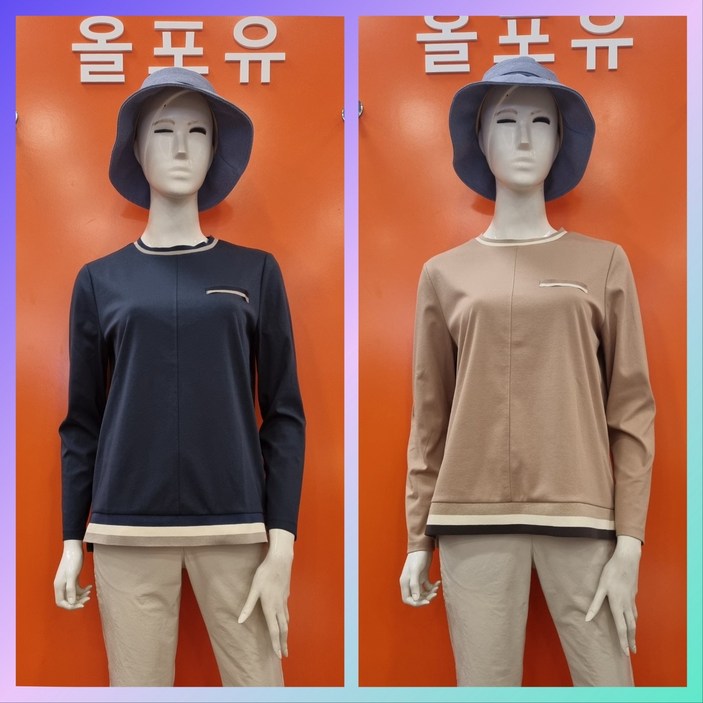 올포유 데일리한 스타일 예뻐 여성 삼색 배색 포인트 라운드 티셔츠 LTM7421509,819