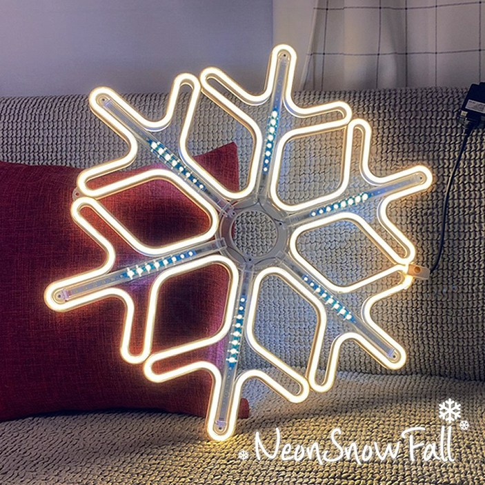 네온플렉스 스노우펄 눈꽃 별 이중별 모양 대형 구조물 조형 조명 라이트 전구, 웜화이트, 1개