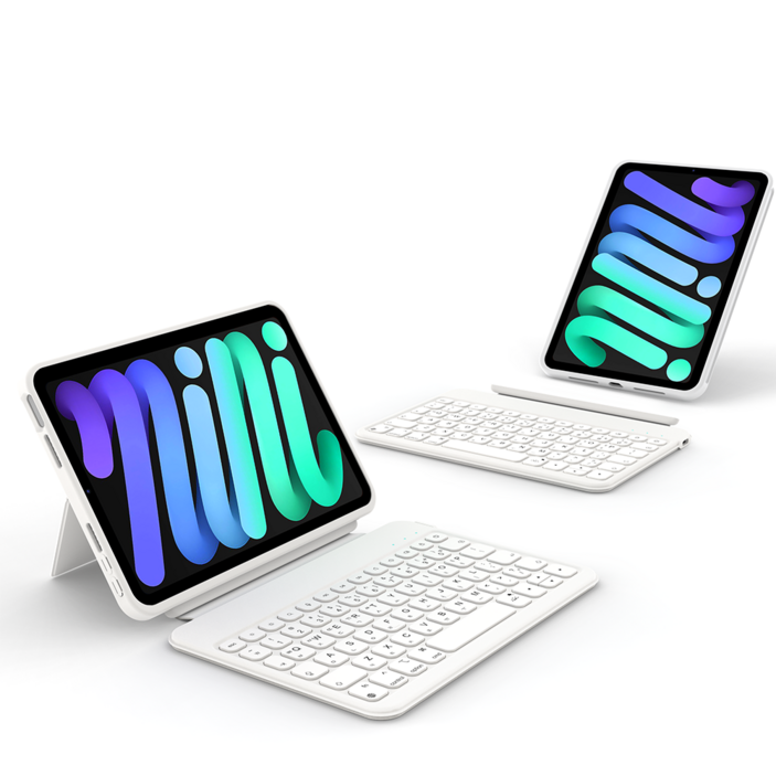 HOU 아이패드 미니6 미니7 호환 키보드 케이스 세로 가로 거치 펜슬 수납 블루투스 한국어 키보드