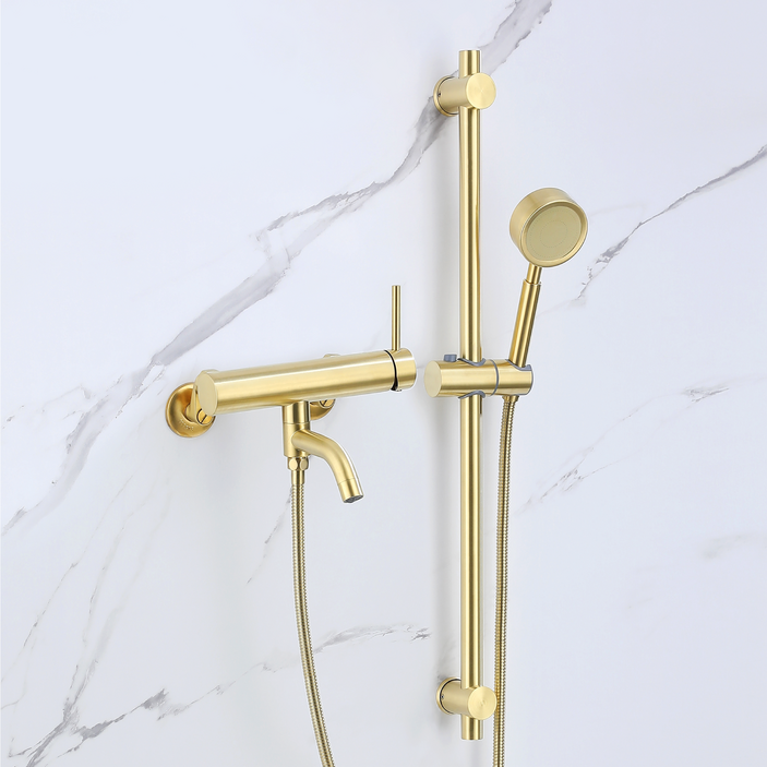 준앤코 SQS03G 골드 스테인리스 슬라이드바 샤워기세트 욕실수전, 1개