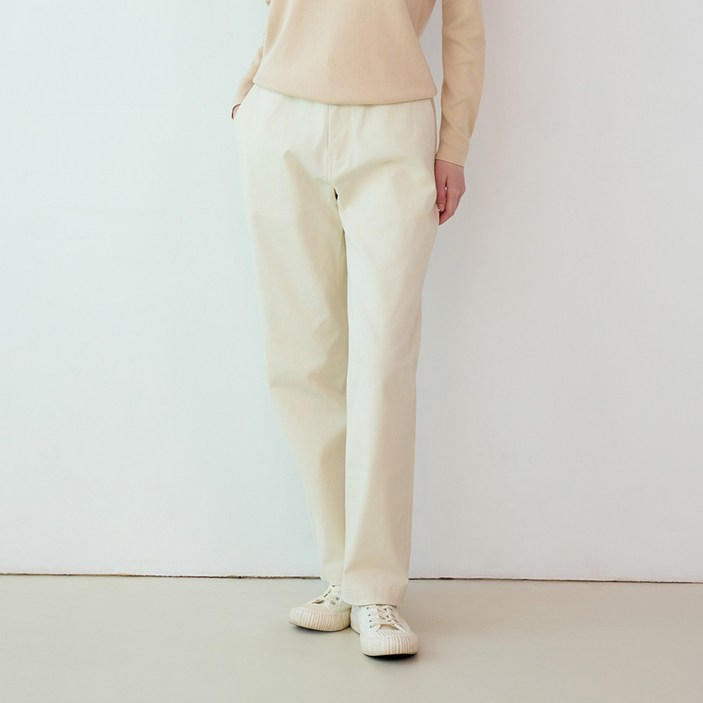 라파클럽 남녀공용 면 트윌 밴드 롱 팬츠 스탠다드 핏 바지