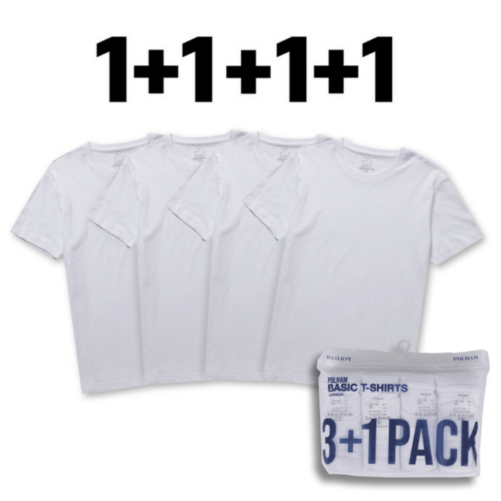 백화점 매장판 / 판매자 슈렉(shoerek) / 판매자 주의해서 주문 폴햄 기본 티셔츠 세트 3+1 남자 여자 남여공용 무지 이너 라운드 반소매 반팔 티셔츠 4PCS 1세트