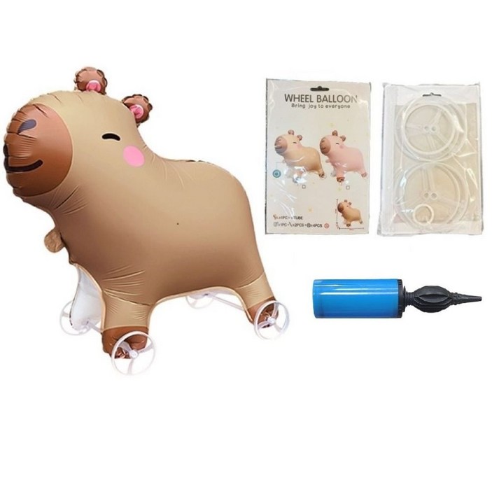 풍선 재미있는 걷기 풍선 바퀴 달린 밧줄, 노란 캐피바라