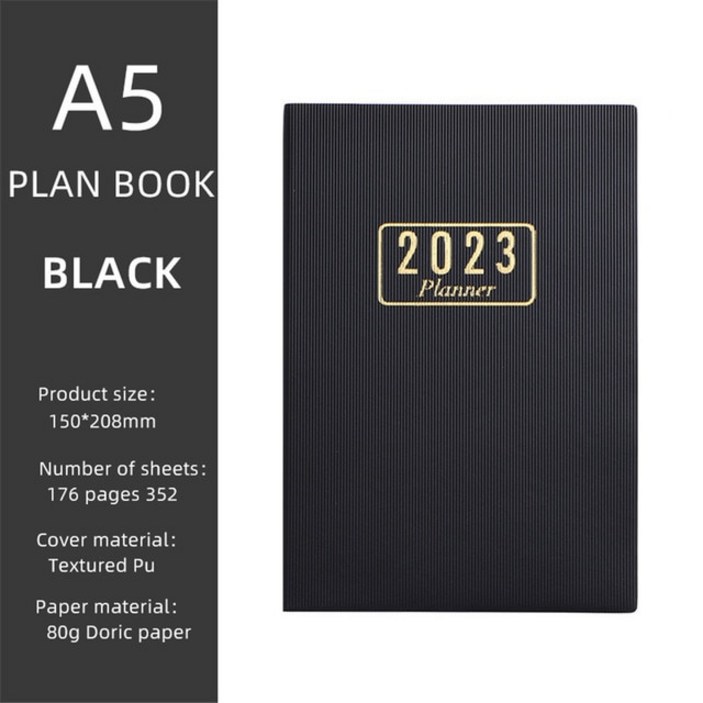 PSD 다이어리 2023 어버블크러쉬 2023 A5 노트북 휴대용 메모장 색인 목록 일기 주간 일정 플래너 문구, 사, 01 Black