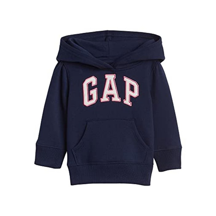 GAP 여아용 Playtime Favorites 로고 풀오버 후드 스웨트셔츠, 태피스트리 네이비