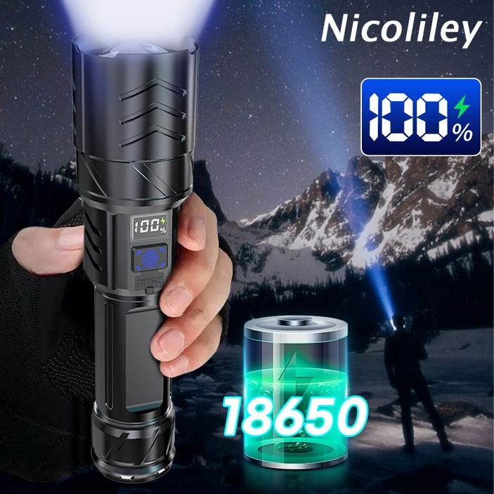Nicoliley 독일 초강력 led 손전등 줌기능탑재손전등 충전식작업등