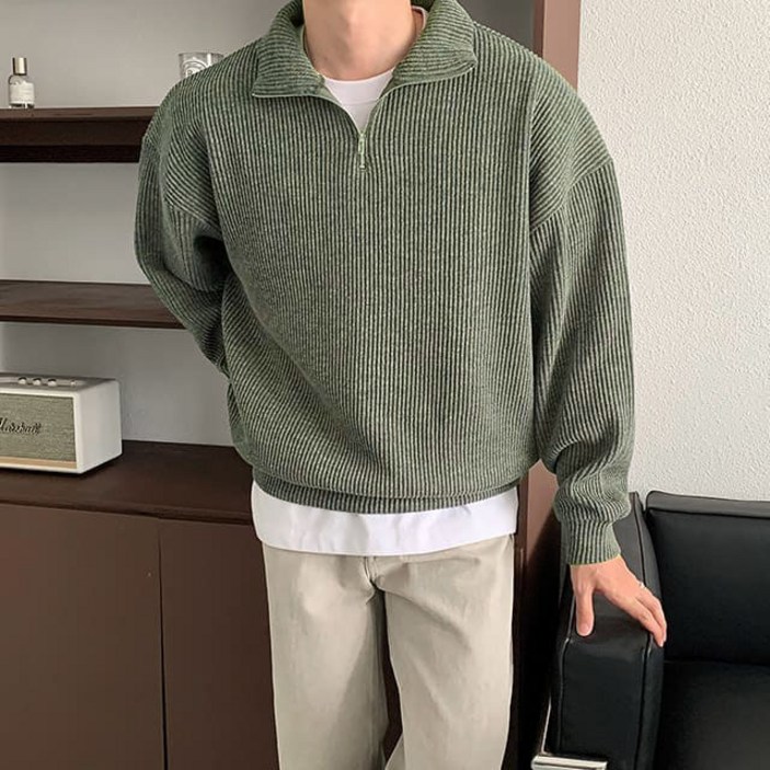 치트키 MADE 베이직 반집업 남녀공용 니트지 mtm