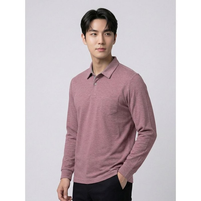 BY파크랜드 핑크 솔리드 긴팔 티셔츠-A1TL2210876A