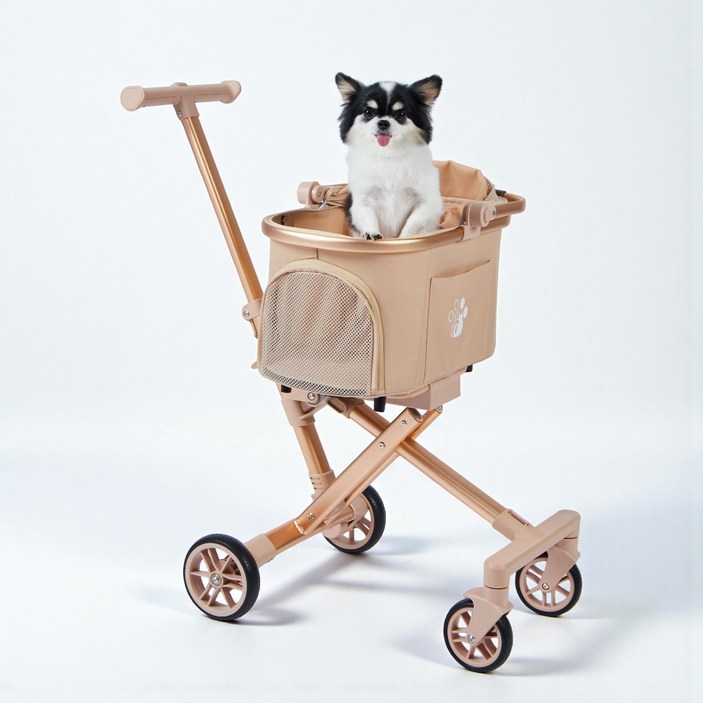 소중둥이 접이식 강아지 유모차 개모차 애견 고양이 반려견 중형견 분리형 소형 레인커버, 1개, 모카베이지