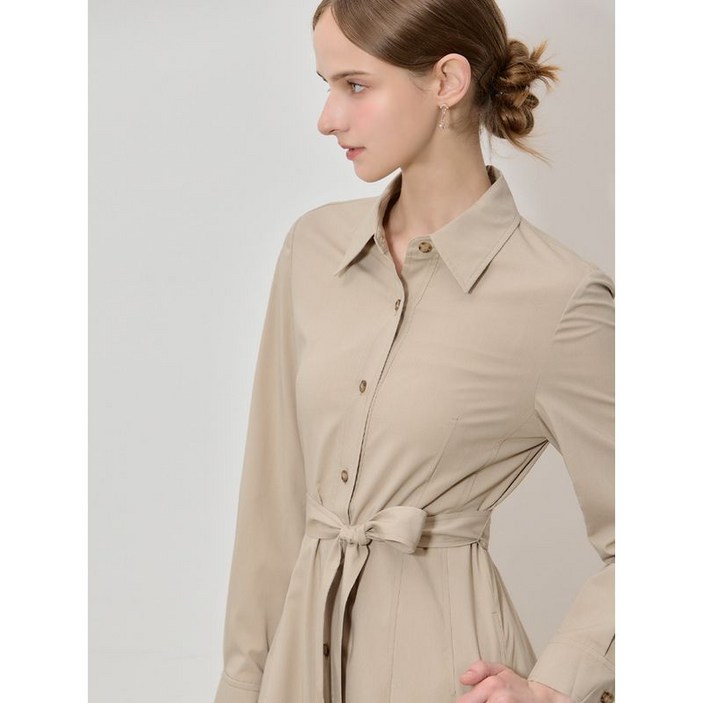 리스트 퓨어 벨티드 롱 셔츠 원피스 택가격 228000원