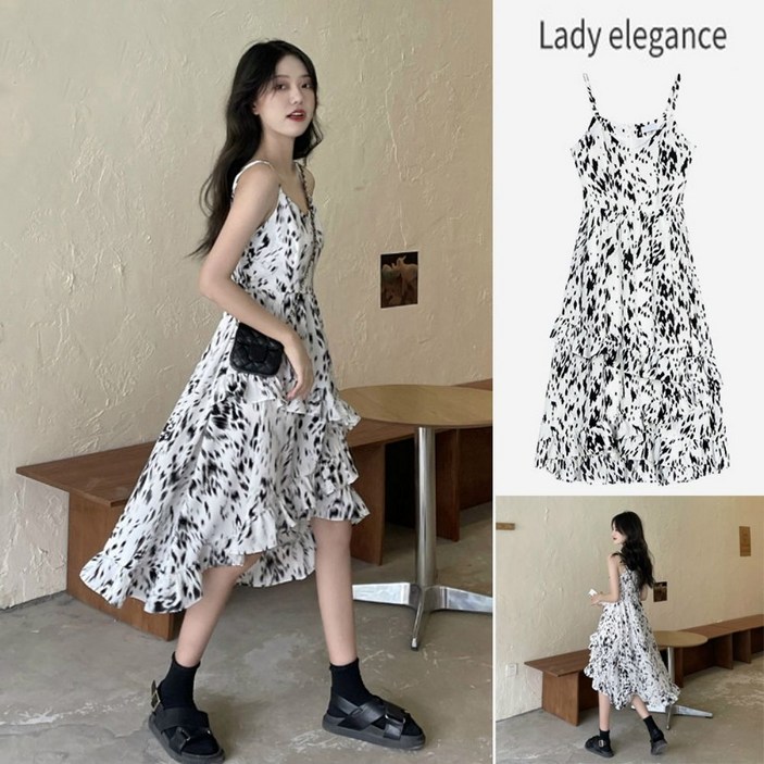 여성스러운 끈 나시 캉캉 여친룩 데일리 원피스 tlt*730vJ