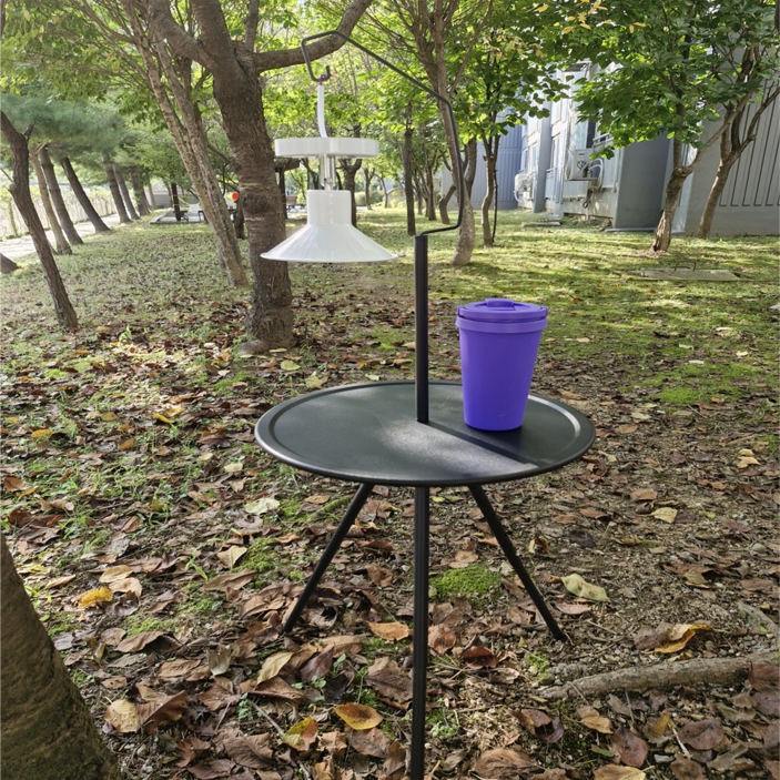 루미누스 랜턴걸이 캠핑 초경량 높이조절 사이드테이블+보관가방세트, 블랙