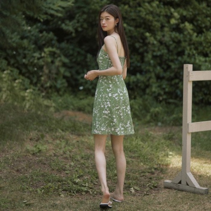 ADAUL Smocking bustier mini dress - green