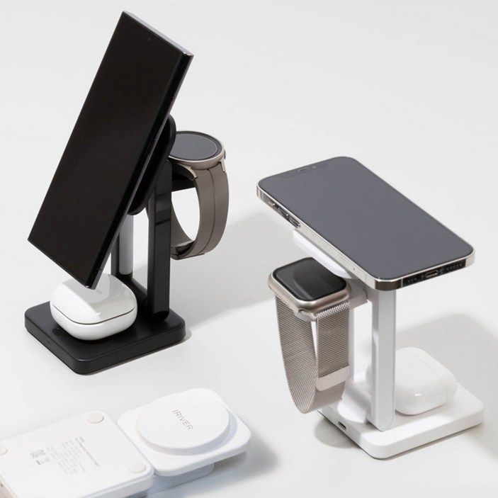 아이리버 스마트폰+에어팟+워치(아이폰+갤럭시) 3IN1 맥세이프 트리니 무선충전기 거치대 IMC-F01