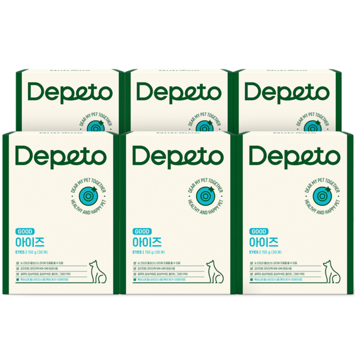 디페토 굿 아이즈 강아지 눈물 눈 영양제 150g, 30정, 눈물개선/눈건강, 6개