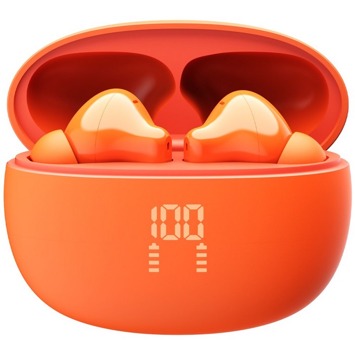 프랑스 톰슨 ENC 노이즈 캔슬링 LED 블루투스 6.0 이어폰 무선 방수, 오렌지 TBE201O