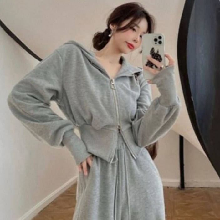 릴리제인 여성 크롭 후드 와이드핏 팬츠 트레이닝복 세트