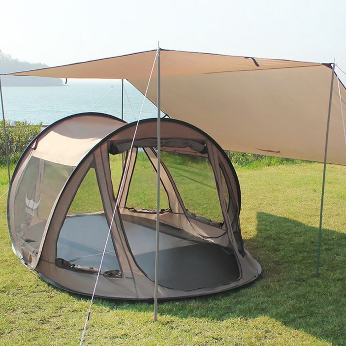 버팔로 이지 컴포트 캠핑 원터치 팝업 텐트 5~6인용 + 플라이형 타프 세트