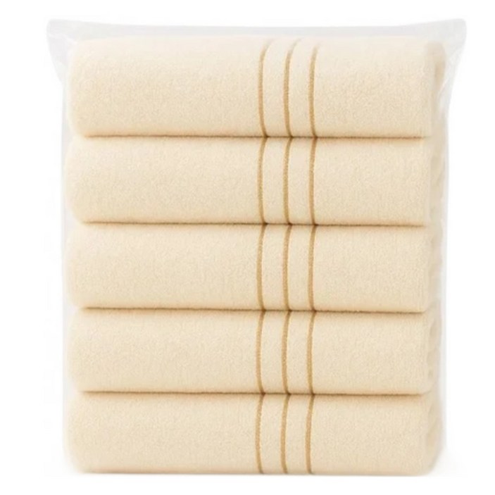 옵티머스리빙 32수 골드라인 데일리 수건, 5개, 아이보리