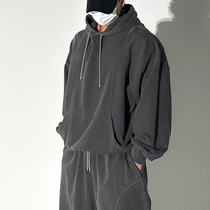 피그먼트 커브 절개 후드티 빅사이즈 빈티지 후드 오버핏 짐웨어 도프룸 남자오버핏