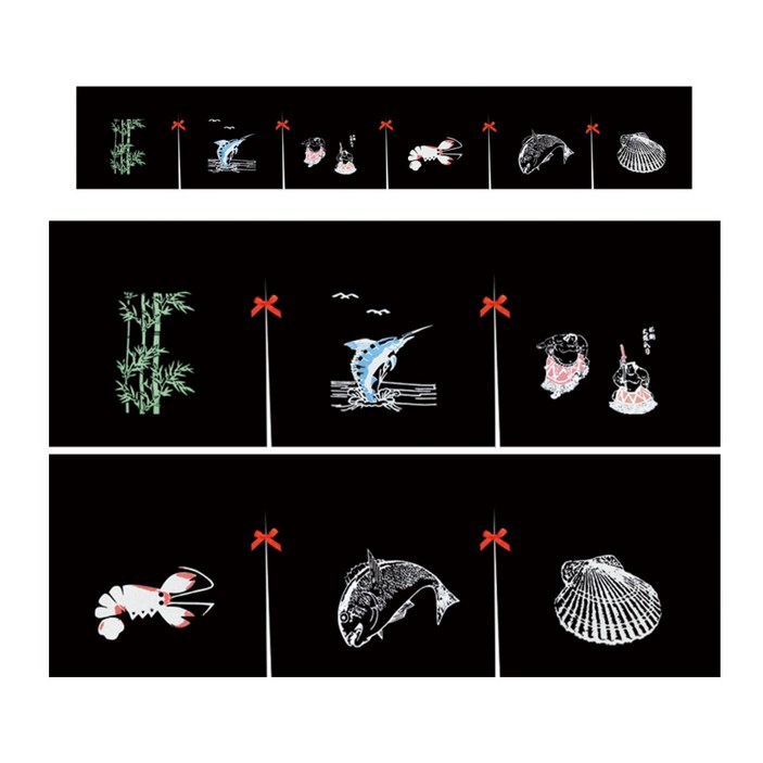 6폭 프린트 일식커튼 노렌 커튼 일식당 이자카야