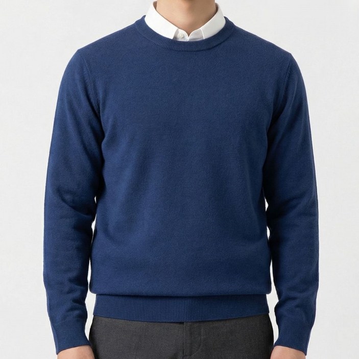 바이로이 남성 모달 라운드넥 긴팔 니트